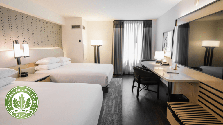 room with two queen-size beds